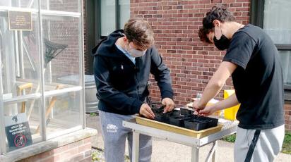 Upper School science Urban Food Systems soil lab outdoors